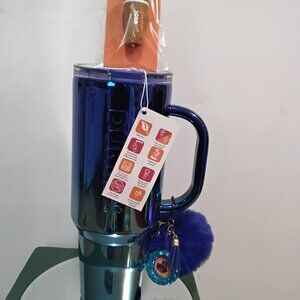 BEAUTIFUL BLUE Ombre DUNKIN 40OZ Tumbler w/ Topper & Accessories NWT